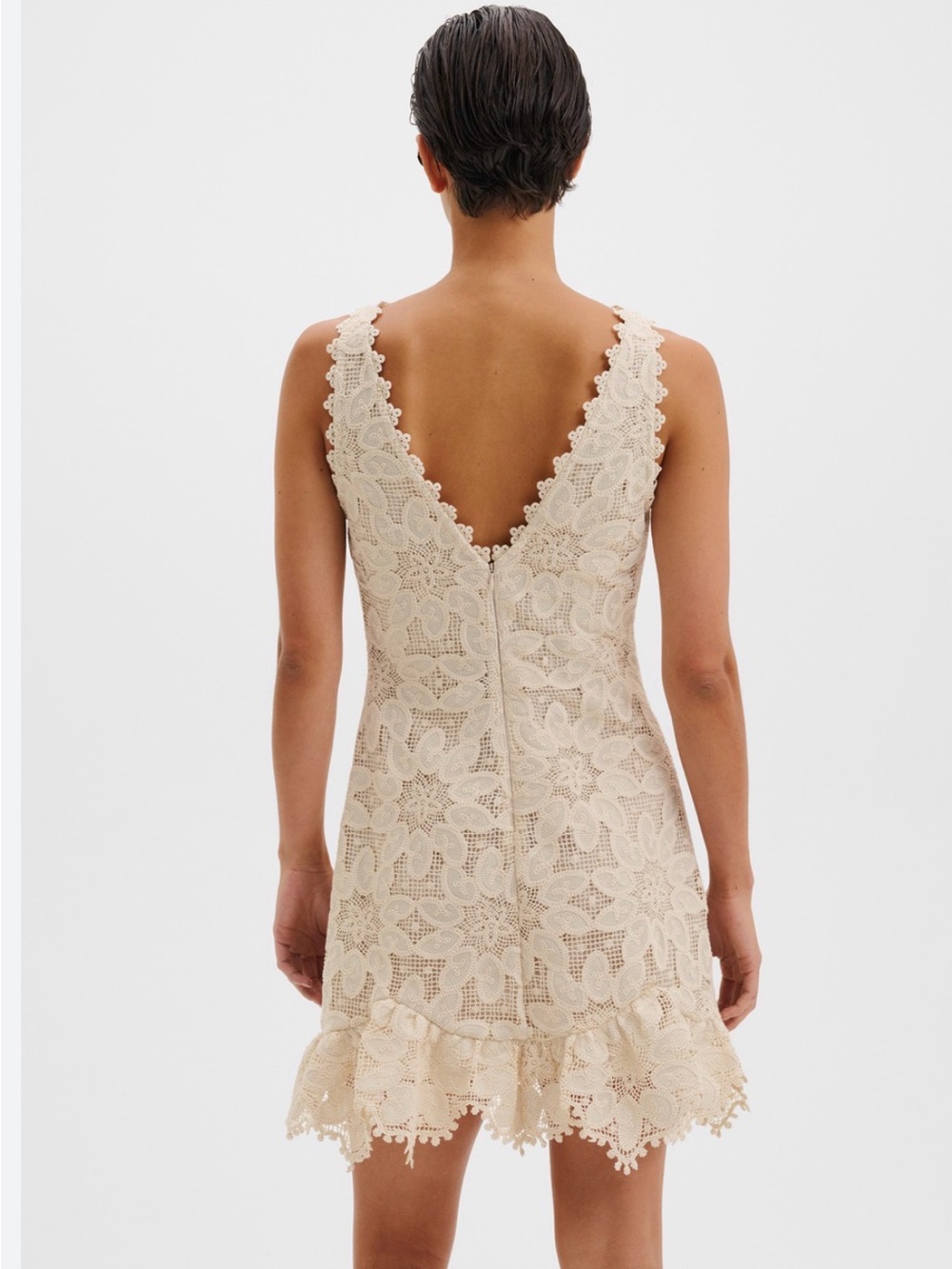 Sleeveless Crochet Lace Mini Dress in Cream - Picture 2 of 4